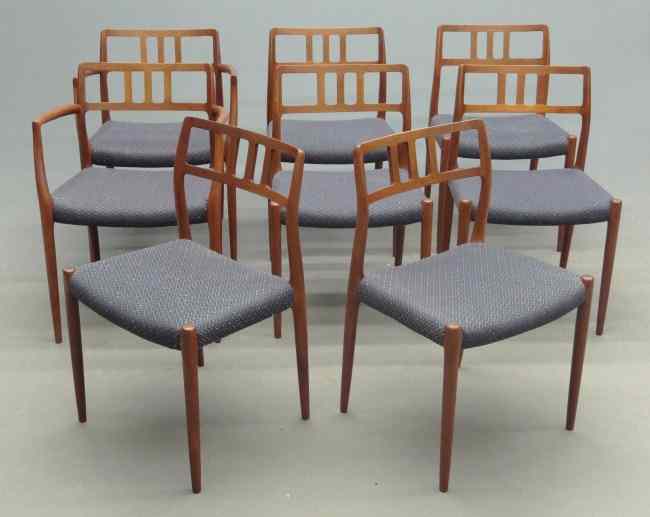 Appraisal: Set of eight two arms Mid Century Neils Moller Model