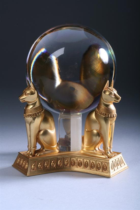 Appraisal: JEANE DIXON'S SECONDARY CRYSTAL BALL On separate gilt-metal stand cast