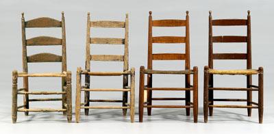 Appraisal: Four Georgia Pierce Family chairs one with traces of green