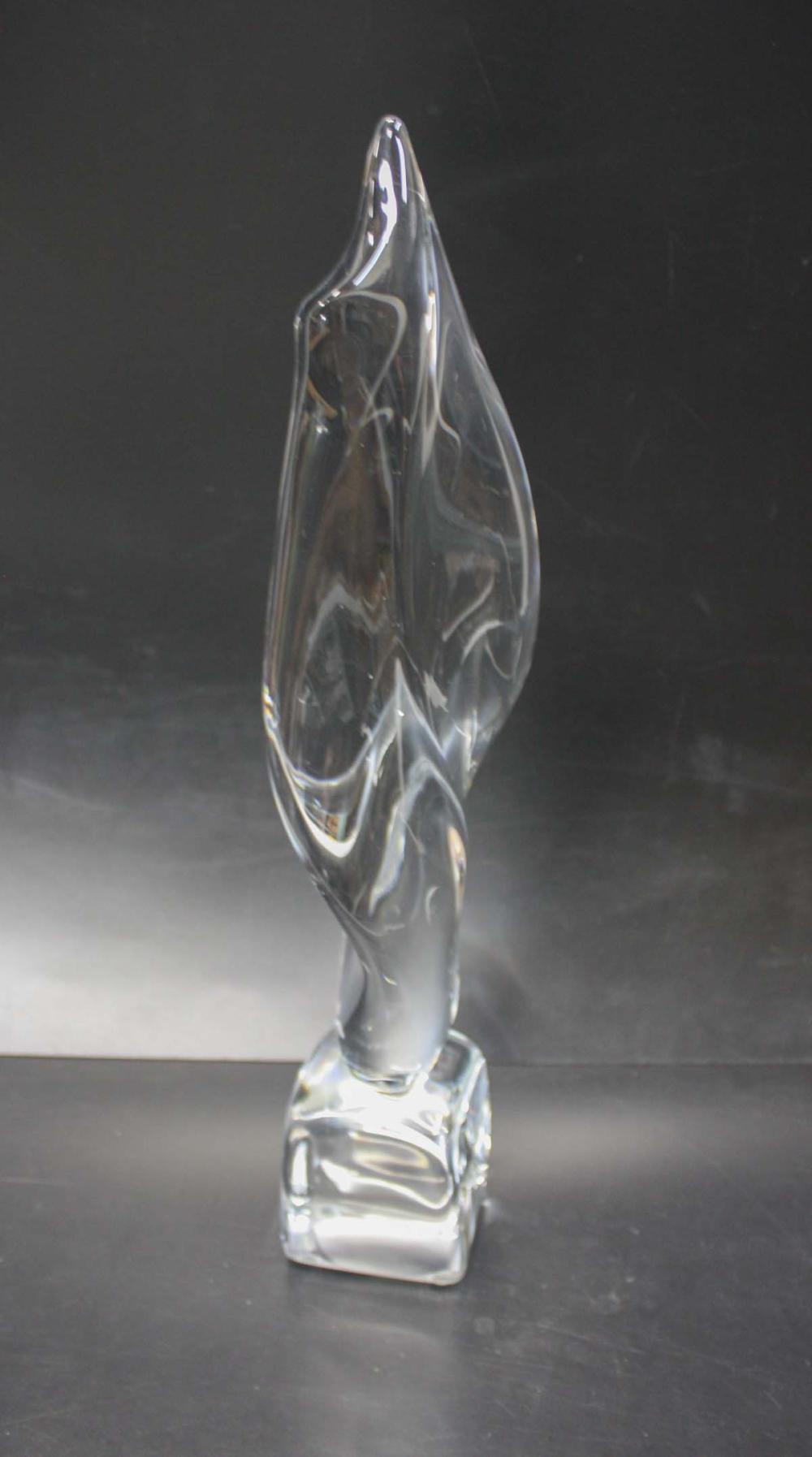 Appraisal: DAUM FRANCE CRYSTAL SCULPTURE Flame colorless with engraved Daum France