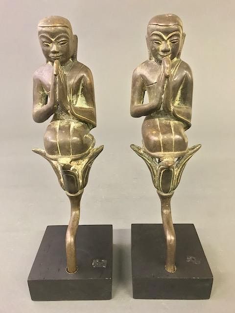 Appraisal: Pair of Burmese Bronze Seated Monks Pair of Burmese bronze