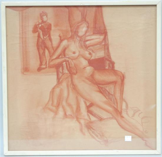 Appraisal: SANGUINE DRAWING Reclining Nude X Unsigned