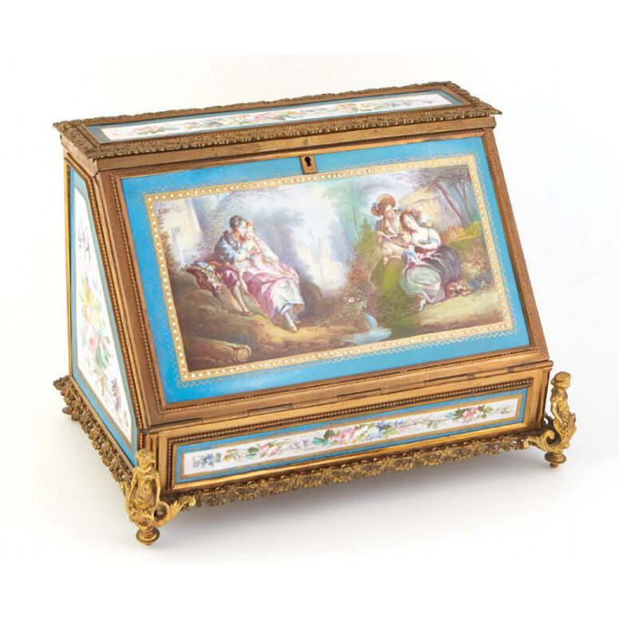 Appraisal: Sevres Gilt Bronze Mounted Porcelain Letter Box and Inkstand late