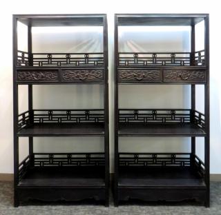 Appraisal: Pair Of Zitan Chinese Cabinets Pair Of Zitan Chinese Cabinets