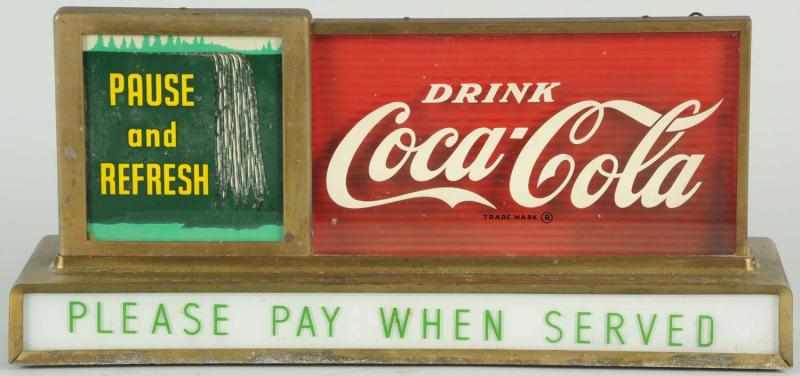 Appraisal: Coca-Cola Pause Refresh Light-Up Sign Circa s Working Simulated waterfall