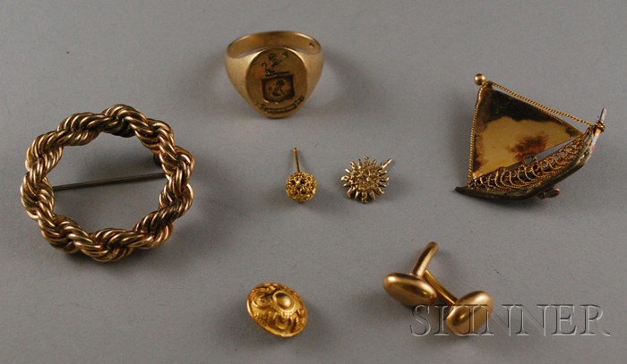 Appraisal: Small Group of Gold and Gold-filled Jewelry including an kt