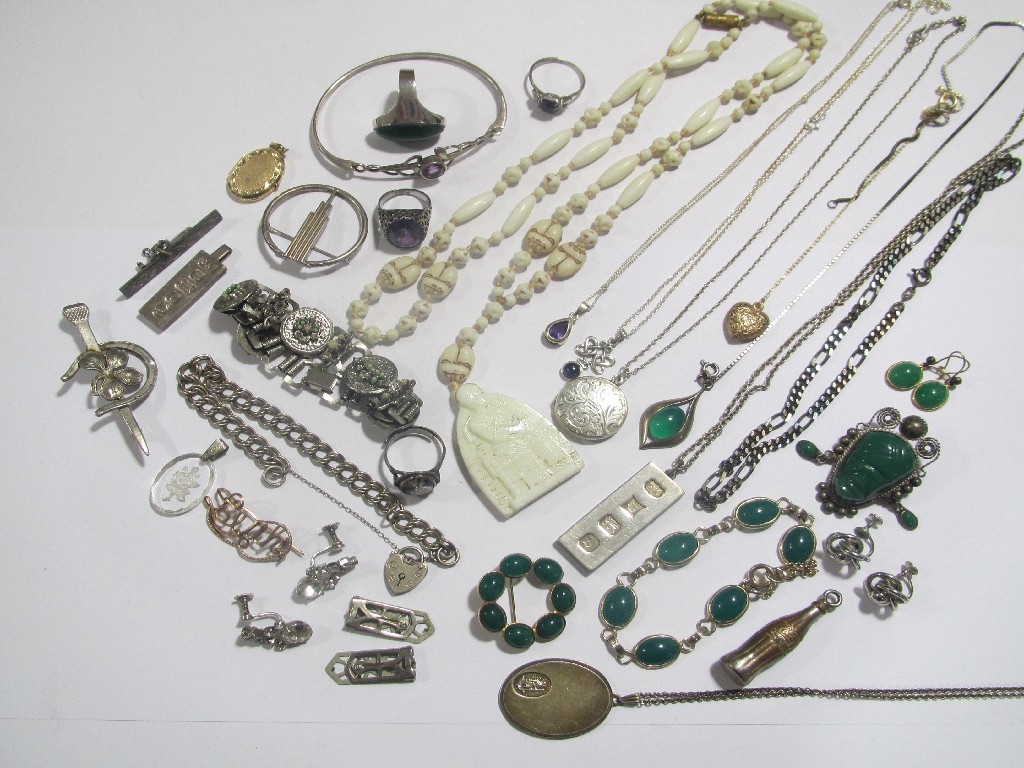 Appraisal: Lot of silver costume and stone set jewellery to include