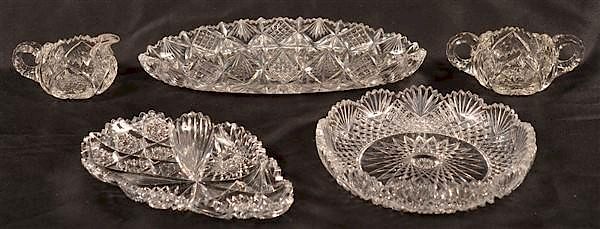 Appraisal: Pieces of American Brilliant Cut Glass Five Various Pieces of