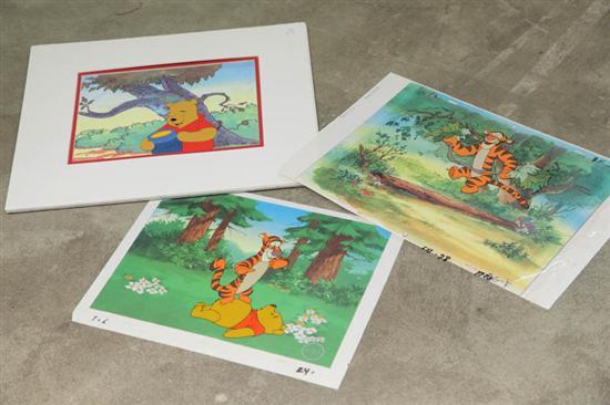 Appraisal: THREE ANIMATION CELLS Disney's Winnie the Pooh Pooh with honey