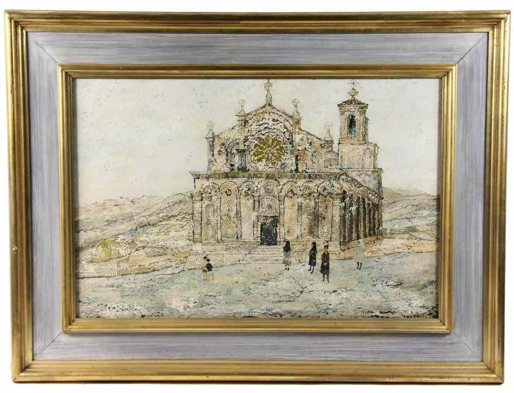 Appraisal: OIL ON MASONITE- 'Cathedral Troia' By Kauna Weil Arthur Jeffries