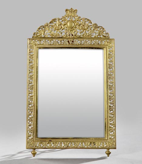 Appraisal: Continental Reticulated Brass Dressing Table Mirror first quarter th century