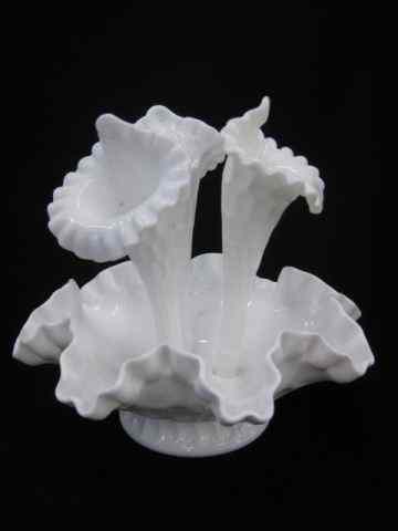 Appraisal: Milk Glass Epergne triple lily '' excellent