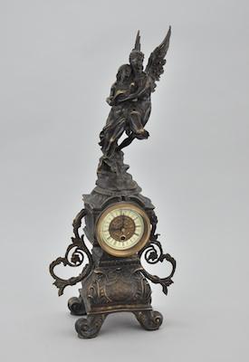 Appraisal: Cupid and Psyche Bronze Clock Cupid and Psyche Cast bronze