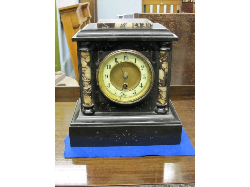 Appraisal: Black slate mantle clock