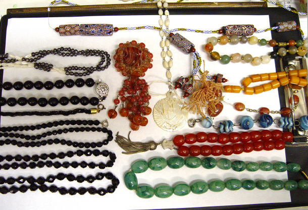 Appraisal: Box of assorted beaded necklaces including a millefoire and hardstone