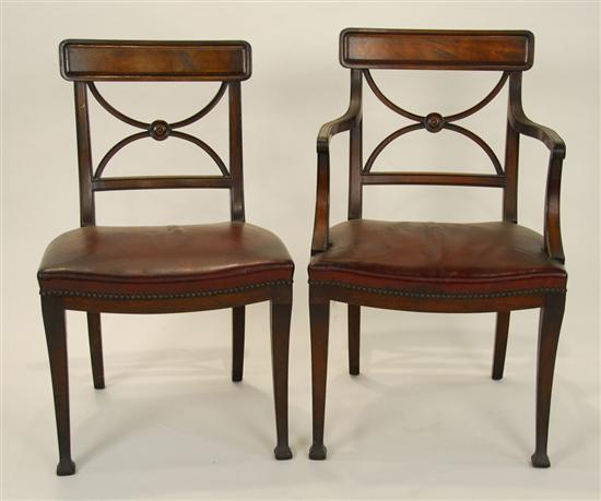 Appraisal: SET OF TEN CLASSICAL STYLE CARVED MAHOGANY DINING CHAIRS circa