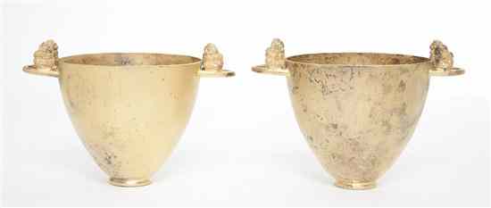 Appraisal: A Pair Greek Gilt Silver Cups Zoaxta's of tapered circular