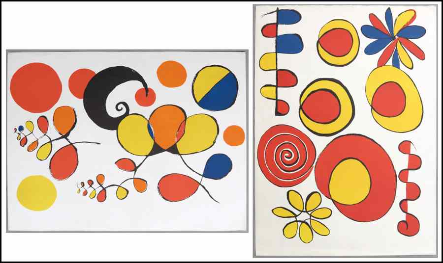 Appraisal: AFTER ALEXANDER CALDER TWO WORKS Boules et Spirales de Couleurs