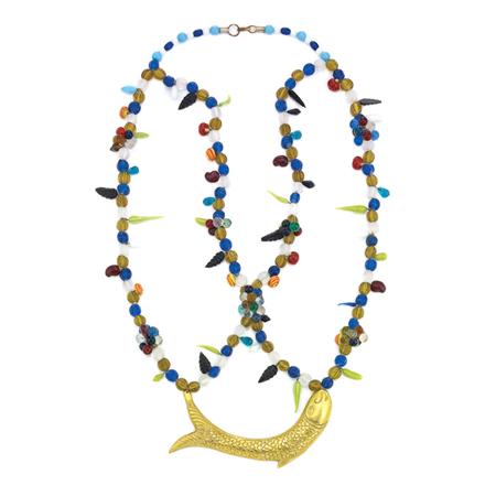 Appraisal: Art Glass and Fish Necklace Estimate -