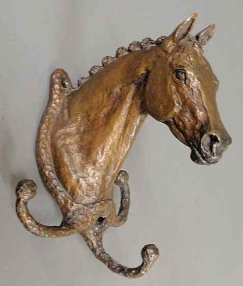 Appraisal: Bronze horsehead coat hook signed J Adamson h