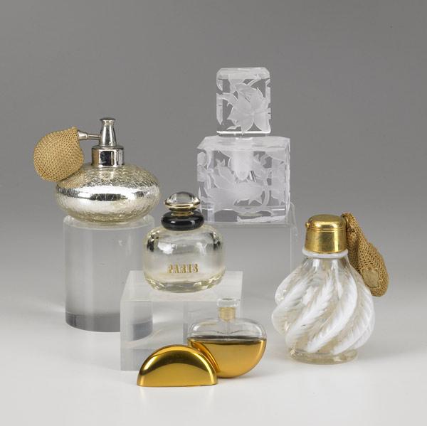 Appraisal: DEVILBISS ETC Two perfume atomizers one squat with crackled gold