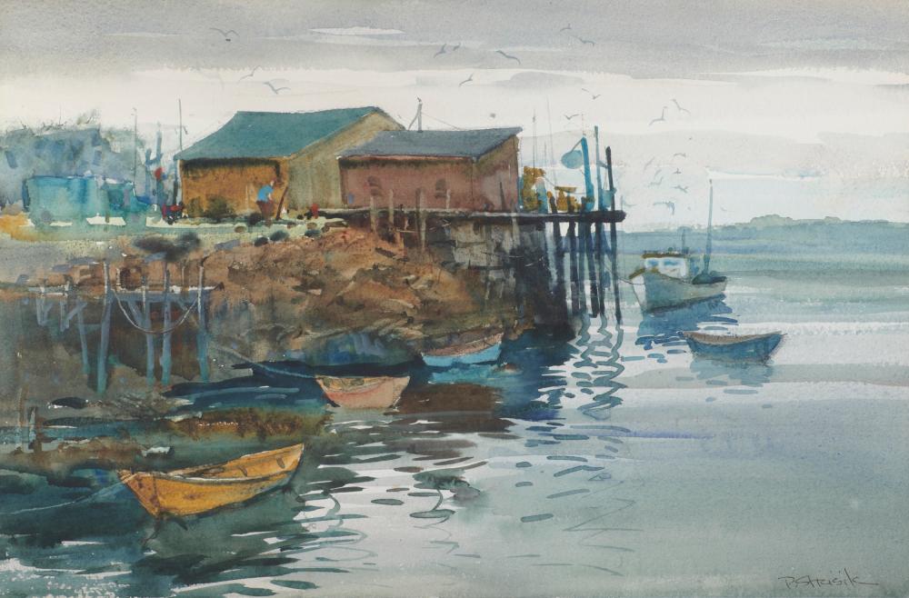 Appraisal: PAUL STRISIK American - The Wharf watercolor on paper signed