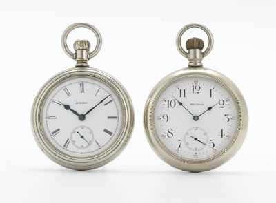 Appraisal: Two Open Face Pocket Watches Waltham and Aurora Containing a