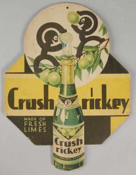 Appraisal: Cardboard -Sided Lime Crush Rickey Fan Pull Description Canadian s