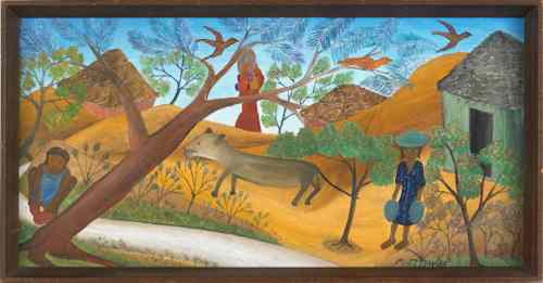 Appraisal: Micius Stephane Haitian b oil on board landscape x