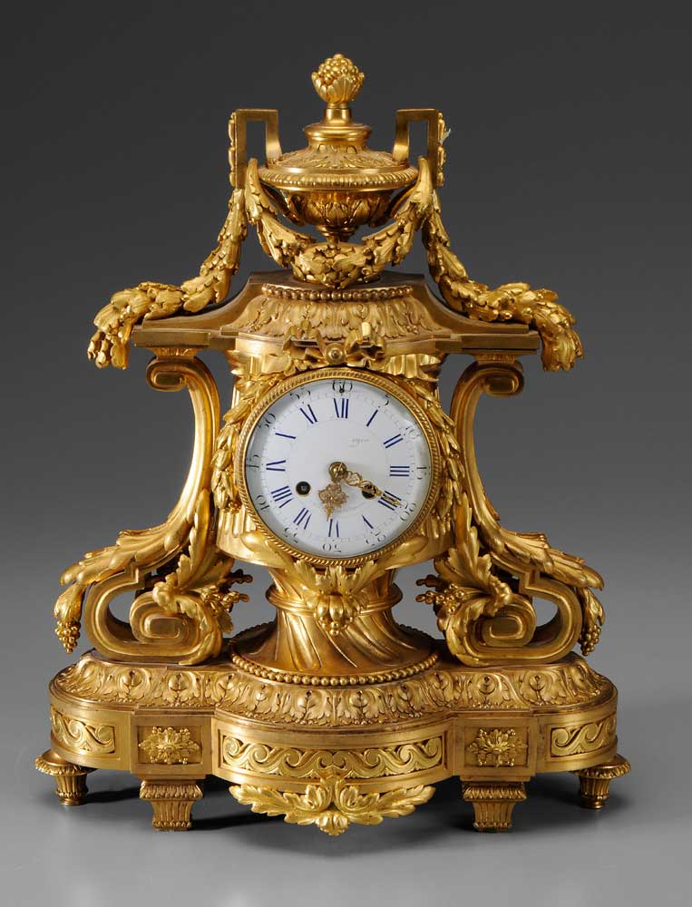 Appraisal: Louis XVI Style Shelf Clock French early th century elaborate