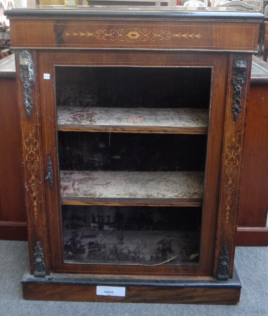 Appraisal: A Victorian gilt metal mounted marquetry inlaid single door pier