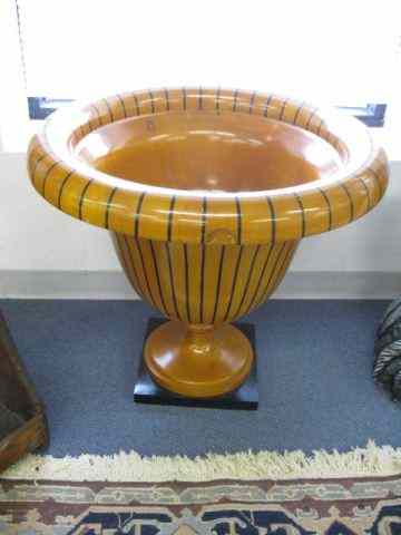 Appraisal: Large Wooden Planter urn form pedestal base impressive