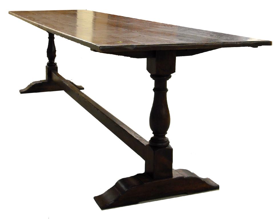 Appraisal: Large oak antique style refectory table the four plank top