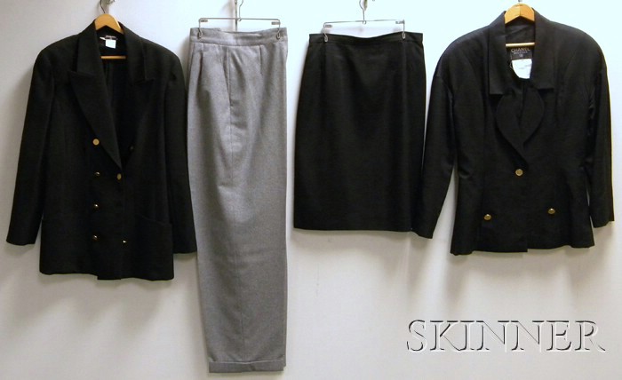 Appraisal: Group of Woman's Chanel Suiting Garments a black suit comprised