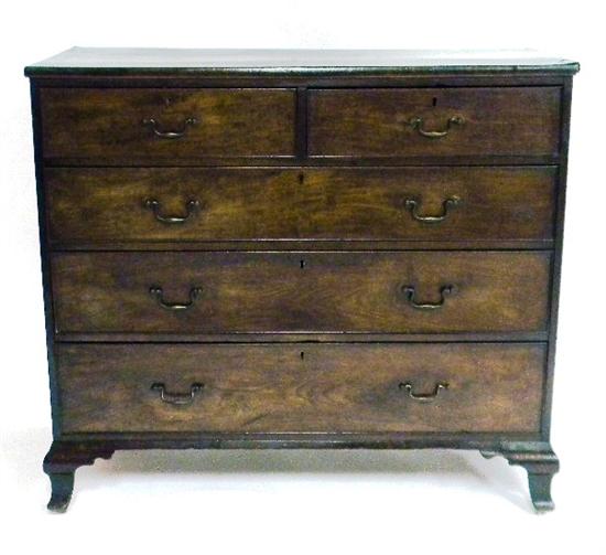 Appraisal: Early th C English oak chest of drawers five drawers