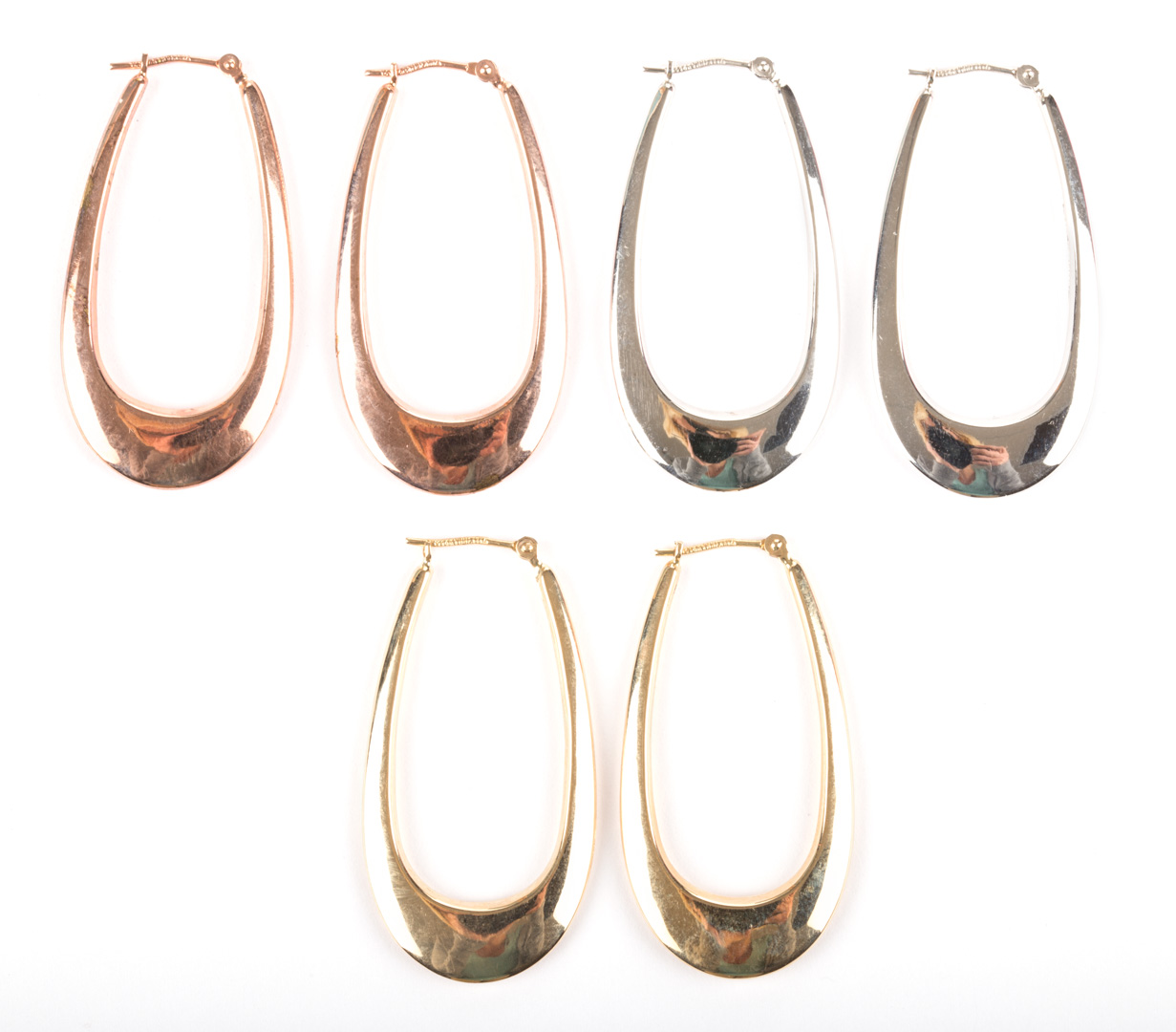 Appraisal: Three Pairs of Lady's K Gold Hoop Earrings pair of