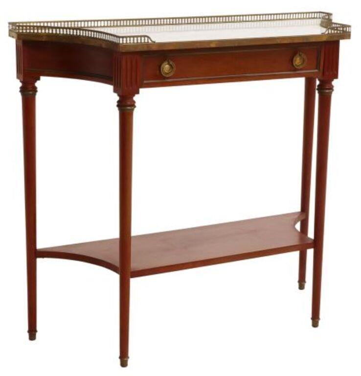 Appraisal: French Louis XVI style mahogany console table th c pierced