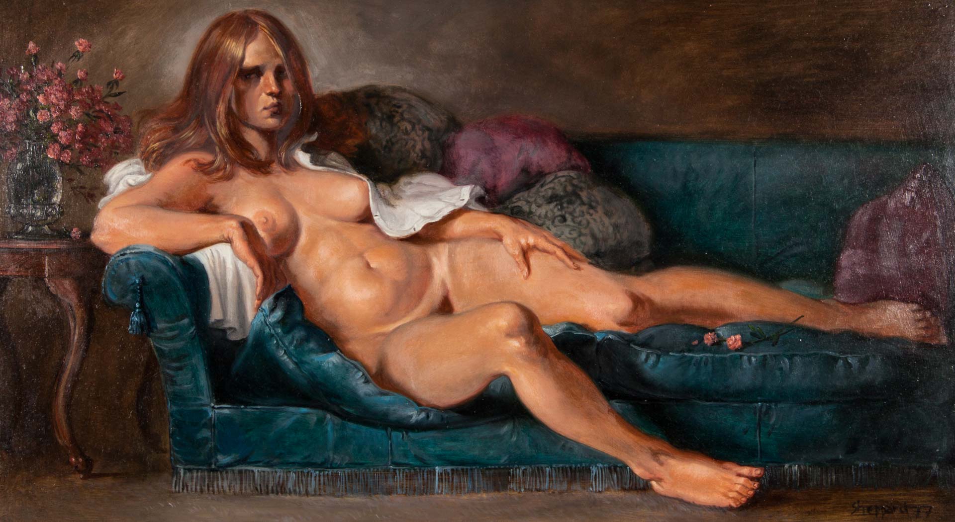 Appraisal: Joseph Sheppard Reclining Nude oil on board Joseph Sherly Sheppard