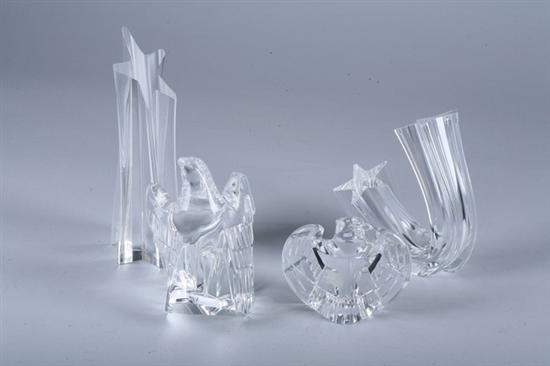 Appraisal: FOUR STEUBEN GLASS PAPERWEIGHTS Including two eagles and two shooting