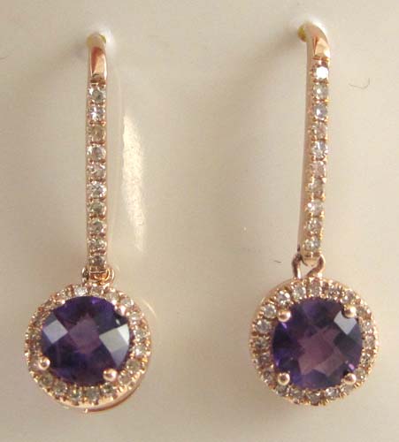 Appraisal: PAIR OF AMETHYST AND DIAMOND EARRINGS each k rose gold