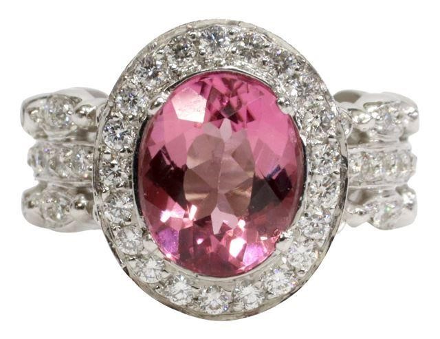 Appraisal: Estate kt white gold pink tourmaline and diamond ring Doris