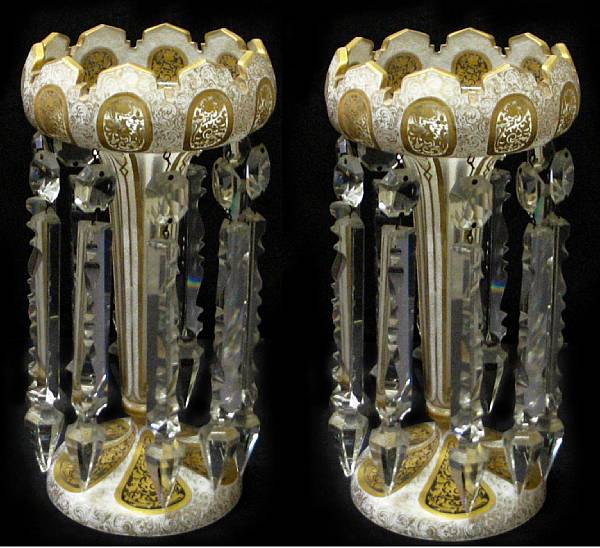 Appraisal: A pair of Continental cased glass lustres height in