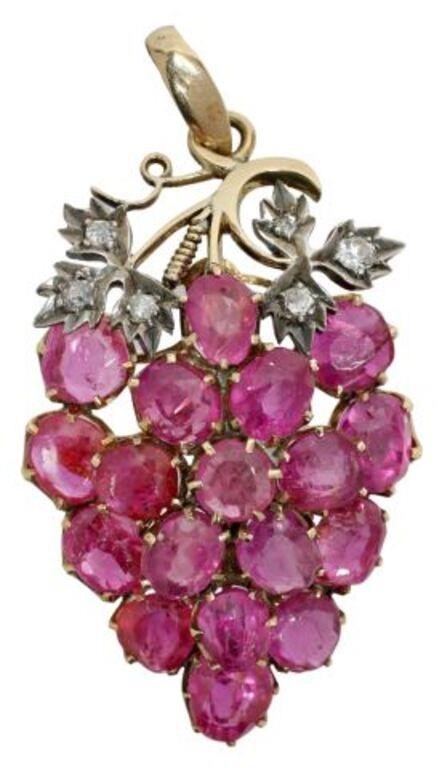 Appraisal: Estate grape cluster pendant kt gold tested bail gold plated