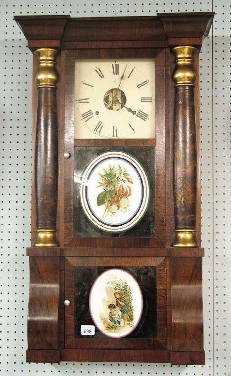 Appraisal: Seth Thomas rosewood pillared wall clock the square cream dial