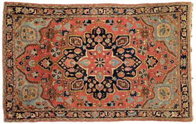 Appraisal: Sarouk rug star-shaped central medallion on dark blue field corner