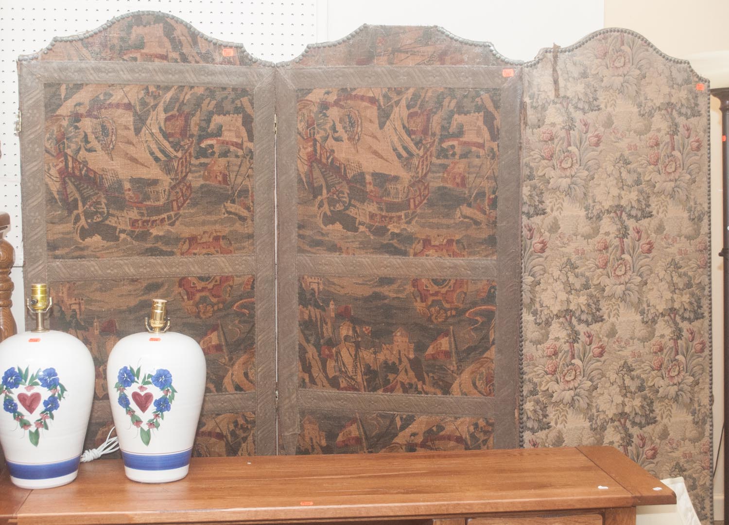 Appraisal: Needlepoint upholstered three part screen Undernumber