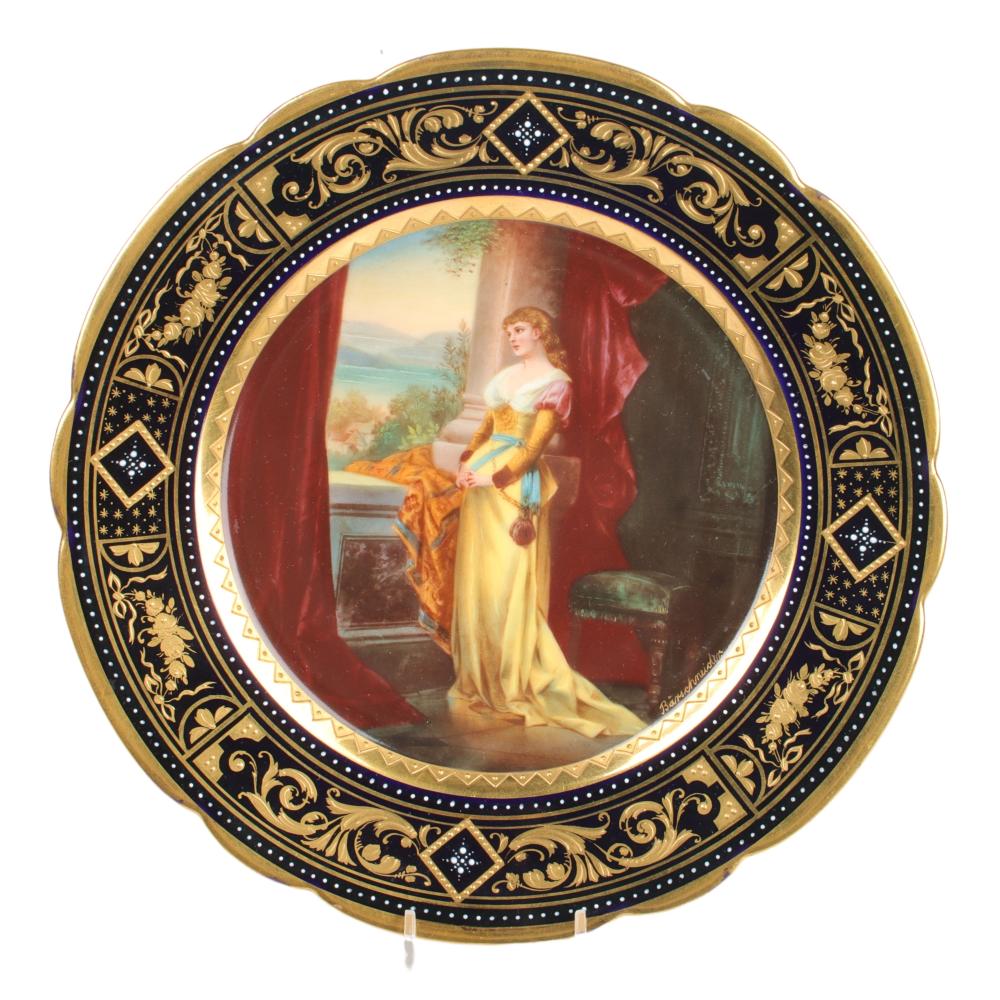 Appraisal: ROYAL VIENNA SEHNSUCHT LONGING HAND PAINTED PORCELAIN PORTRAIT PLATE DIAM