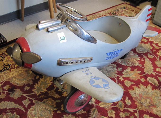 Appraisal: AIRFLOW COLLECTIBLES SILVER PURSUIT PEDAL AIRPLANE an authentic reproduction of