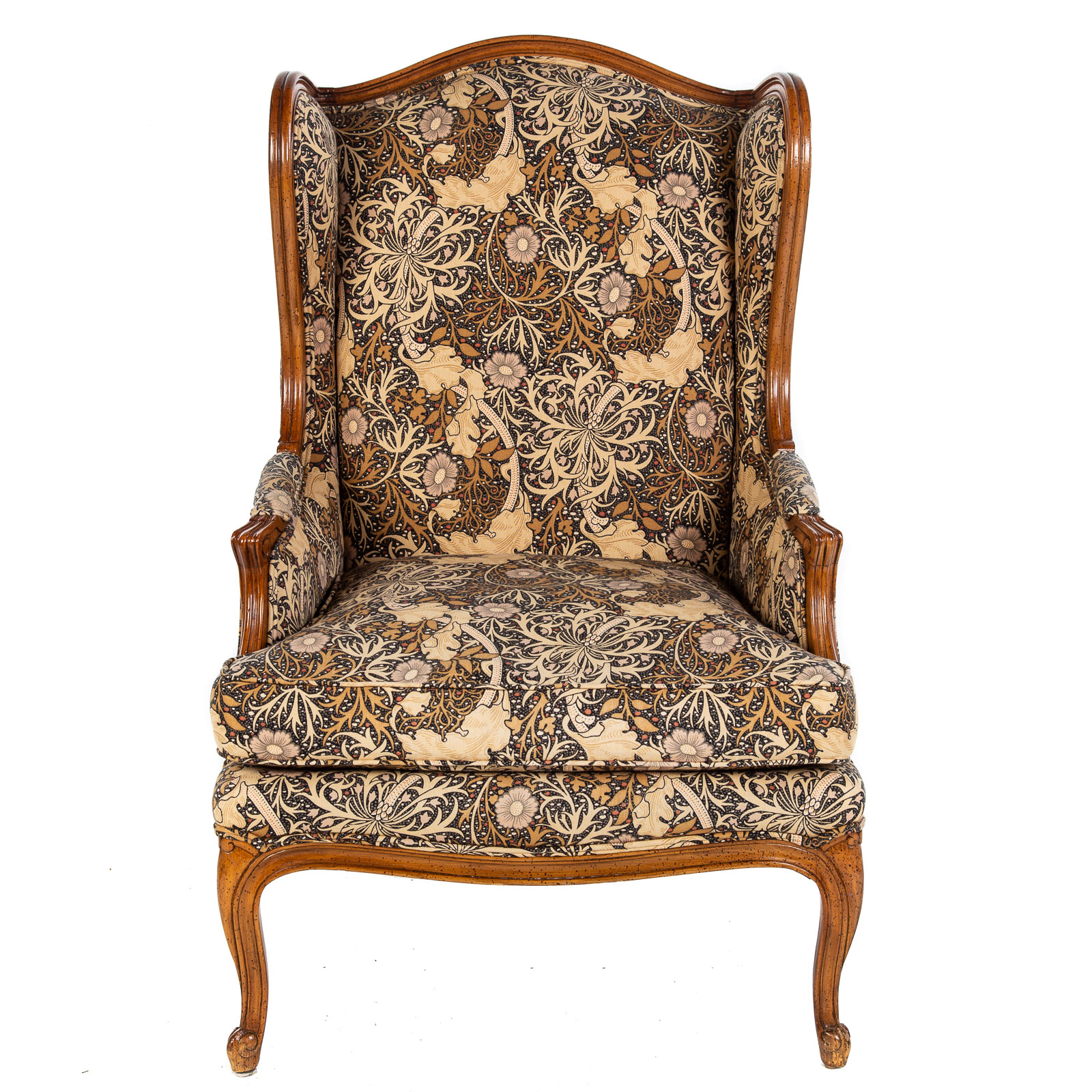 Appraisal: JOHN STUART LOUIS XV PROVINCIAL STYLE WING CHAIR Exposed carved