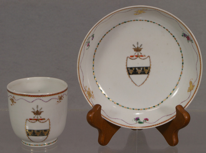 Appraisal: Chinese Export cup and saucer Arms of Hutton c see